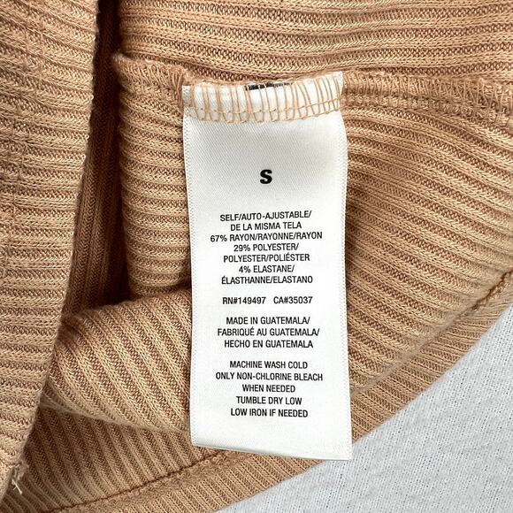 FAVORITE DAUGHTER Kate Ribbed Bustier Knit Top Womens S Tan V Neck Long Sleeve - Picture 11 of 14